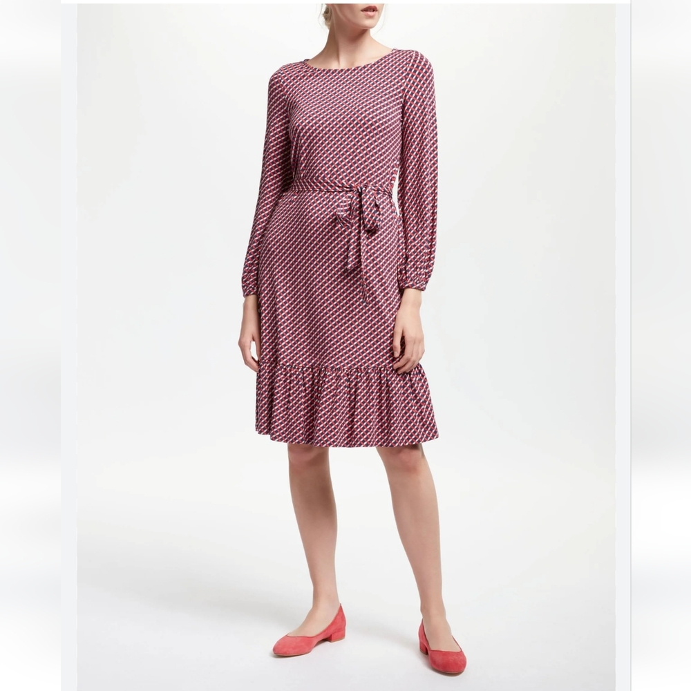 Boden Holly jersey print tie waist dress size 10